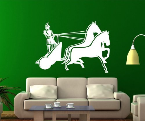 Streitwagen Wandtattoo, römische Pferde Aufkleber, Gladiator Wand Sticker, 1M333, Farbe:Beige glanz;Breite vom Motiv:55cm