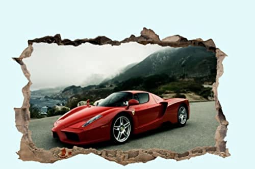Wandtattoo Poster Super Sport CAR RED FIRE 3D Zertrümmerter Wandaufkleber Raumdekoration Aufkleber Wandbild