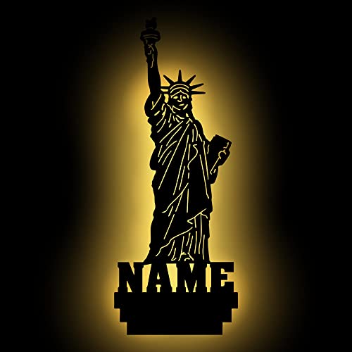 Nachtlicht Deko Lampe Design Freiheitsstatue  Figur Name nach Wunsch, Geschenk für Fans, als Deko Bild Lampe