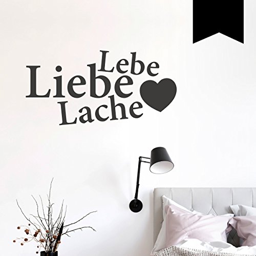 WANDKINGS Wandtattoo Lebe Liebe Lache (mit Herz) 50 x 25 cm schwarz - erhältlich in 33 Farben