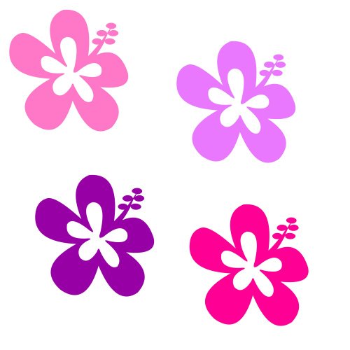Wandschnörkel Hibiskus Blumen Set Fenstersticker Möbelsticker,Wand.-oder Kacheldekoration (Pink Vari-Set)
