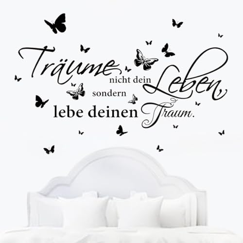 SSyang Wandtattoo Sprüche, Wandtattoo Wohnzimmer, Träume Nicht Dein Leben Wandaufkleber, Wandtattoo, Wandtattoo Schlafzimmer, Wand Tattoo Selbst Klebend, für Schlafzimmer und Wohnzimmer Wanddekoration