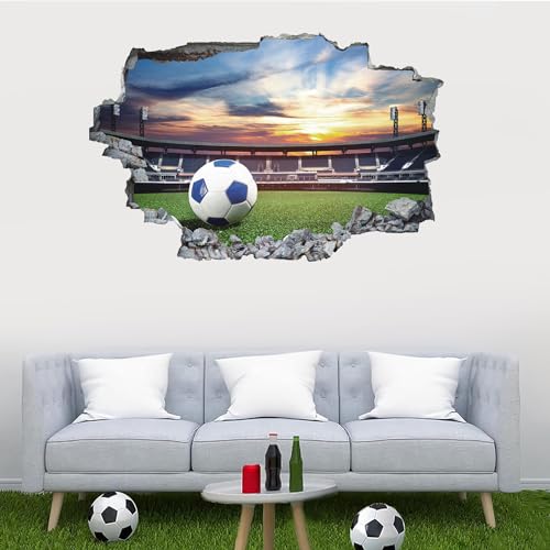 ANHUIB Fussball Wandtattoo,3D Fussball Wandaufkleber,Wandtattoo Kinderzimmer,Wandtattoo Jugendzimmer Junge Teenager,Wandsticker Kinderzimmer Fußball,Aufkleber Fussball Wohnzimmer Schlafzimmer Deko