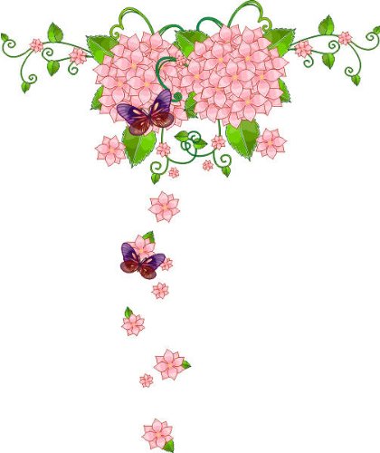 Pema Wandtattoo bunt ME022 Schmetterlinge Blume Hibiskus Ranke Tribal 20 x 17 cm