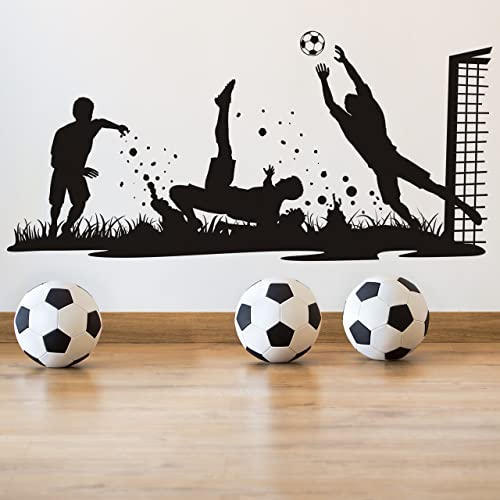 DESIGNSCAPE® Wandtattoo Fußballer in Aktion | Sport Wanddeko Kinderzimmer | Farbe: schwarz | Größe: groß (180 x 85 cm)
