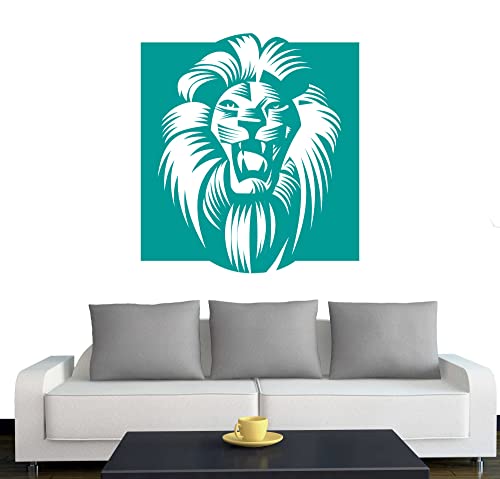 Klebesüchtig A060 Wandtattoo Afrika Löwe 60cm x 55cm türkis - Dekoration - Bad - Wohnzimmer - Aufkleber - Wandsticker