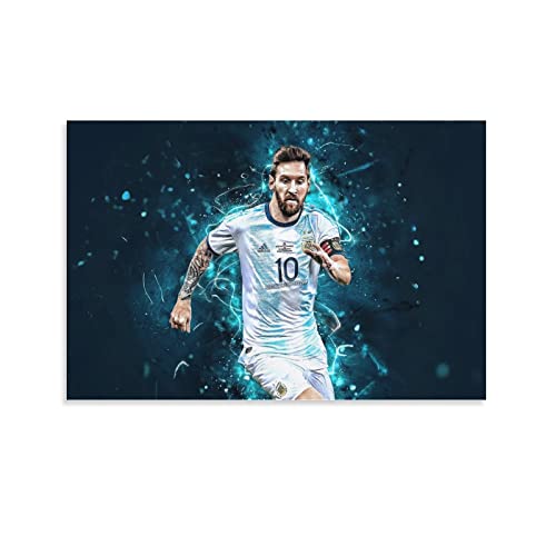 Messi-Fußball Star- Bild Auf Leinwand Und Keilrahmen Fertig Zum Aufhängen Moderne Wandbilder Bilder Kunst Kunstdruck Deko Für Wohnzimmer, Schlafzimmer, Büro U.v.m. HD Bildqualität, 20x30inch(50x75cm)