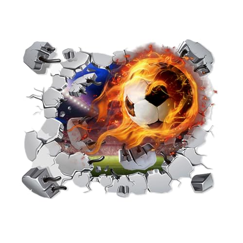 duisoad 2 Stück 3D Fußball Wandtattoo, Durchbruch Wandaufkleber für Kinderzimmer Jungen Wandtattoo Fussball Kinderzimmer Bunte Fußball Wandbild für Jungen, Kinderzimmer, Heimdekoration