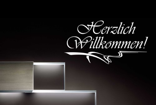 Wandtattoo  Herzlich Willkommen  - Flur - W205 (58x30 cm) dunkelgrau