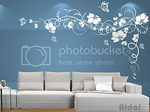 Aidai® Wandtattoo Wohnzimmer Schlafzimmer Kinderzimmer Blumenranke 30 Farben zur Wahl wpf27