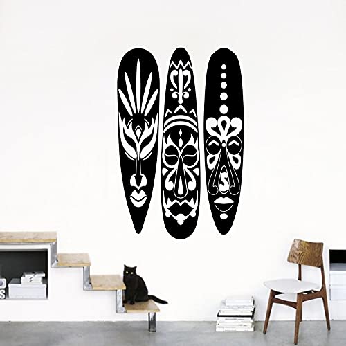 Moderne Afrikanische Maske Wandaufkleber Afrikanische Maske Surfbrett Wandtattoo Schlafzimmer Vinyl Art Deco Wandbild A4 68x45cm