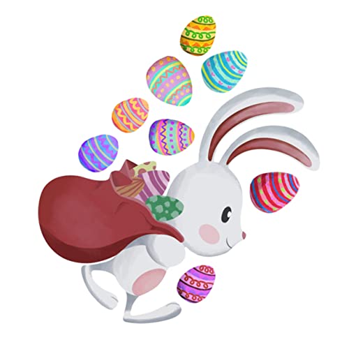 Zerodeko wandtattoo ostern hasen aufkleber easter egg decoration osterfensterbild room decor for raumdeko Osterhasen-Leinenbanner Osterfest-Aufkleber Kaninchen-Aufkleber