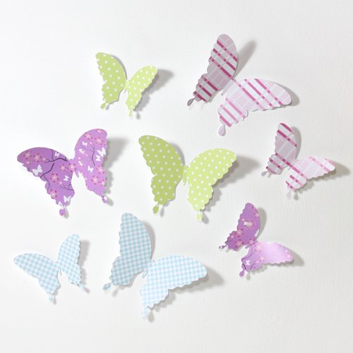 Wandkings Schmetterlinge im 3D-Style, buntes Dekor-Set 1  zur Wanddekoration, 8 STÜCK