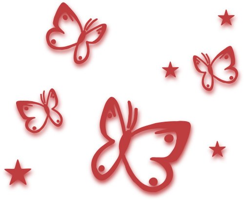MIXED SET 4 Rote Schmetterlinge und 4 Sterne selbstklebende Autoaufkleber Butterfly Sticker Outdoor, Wandtattoo, Wandbild & Fensterbild, Türaufkleber Kinderzimmer
