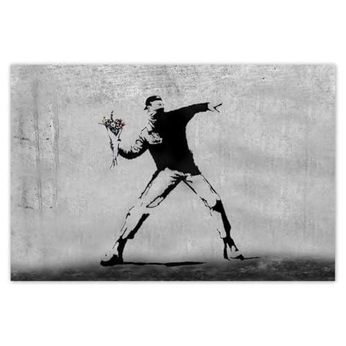 Wandtattoo Dekor Foto Aufkleber 90x60cm Blumenwerfer Banksy Nr. H8123Z_NS1L