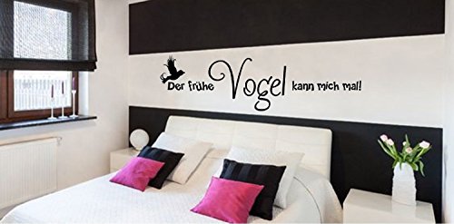 WANDTATTOO für´s Schlafzimmer  Der frühe Vogel...kann MICH mal!  Größen u. Farbauswahl - von A&D design (90cmx 25cm)