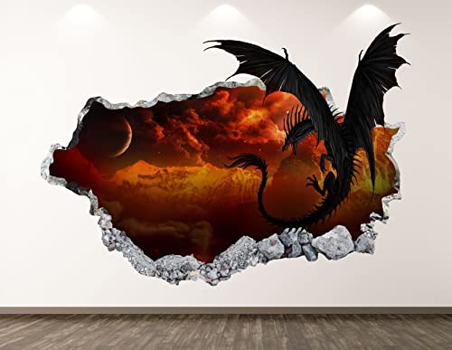 Wandaufkleber 3D DIY Wandbild Drache Wandtattoo Art Deco Smash Kinder Galaxy Aufkleber Wandbild Junge Geschenk BL06-50x70cm