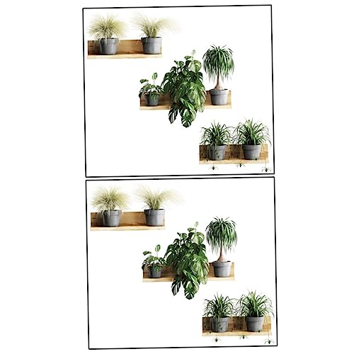 OSALADI 2 Blätter Grüner Pflanzenaufkleberhintergrund Wandaufkleber Sukkulenten Wandtattoo 3d-bonsai Pariser Für Schlafzimmer Garten Wandtattoo Büro Pvc Blumentopf Topfpflanze