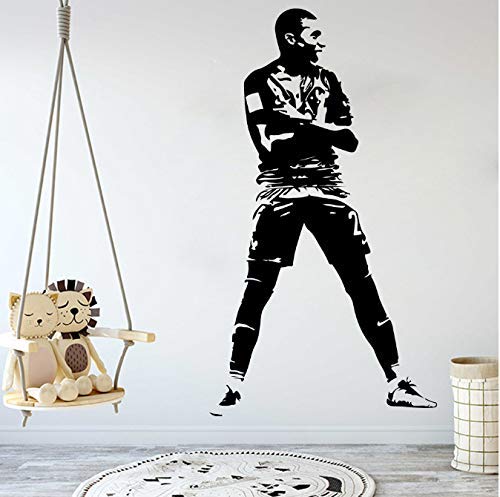 Große Kylian Mbapp Frankreich Fußballspieler Wandaufkleber Junge Zimmer Spielzimmer Fußball Sport Athlet Wandtattoo Schlafzimmer Vinyl Dekor 85 * 47M