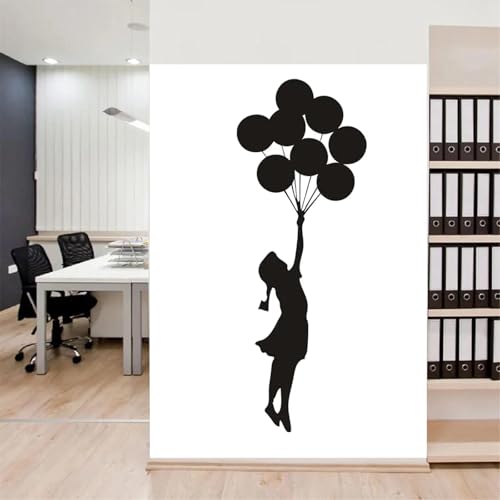 MIAOKEJIA Wandaufkleber schwebender Ballon Mädchen Banksy Kunst Innendekoration Wandtattoo Mädchenzimmer Wohnzimmer Schlafzimmer Wandaufkleber