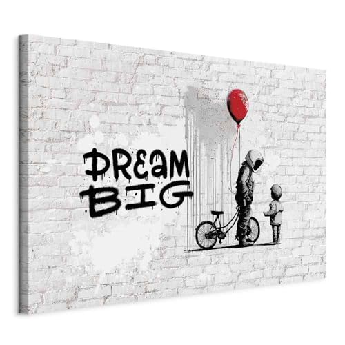 murando - Akustikbild Banksy 60x40 cm Bilder mit Akustikschaumstoff Hochleistungsschallabsorber Schallschutz Leinwandbild XXL 1 tlg Wandbild Fahrrad Herz Dream Big m-B-10013-b-b