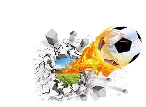 YKKJ 3D Wandtattoo Fußball Durchbruch Wandaufkleber Bunte FussballWandbild Wandtattoo Junge Teenager Videospiel Wandstikcer für Kinderzimmer Jungen Schlafzimmer Deko Geschenk