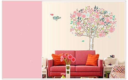 Deco-idea Wandtattoo wandaufkleber Blumenranke floral Baum Blume Vogel d010