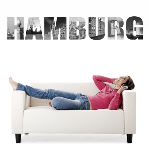 Wandtattoo Wandaufkleber Hamburg - Bilder mal anders (schwarz-weiß) (130 cm x 23,5 cm)