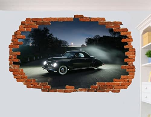 Wandtattoo Poster Nostalgischer Vintage Old CAR 3D Zertrümmerter Wandaufkleber Raumdekoration Aufkleber Wandbild