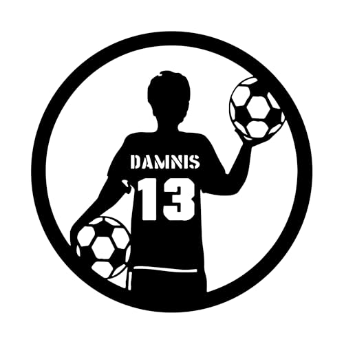 Personalisierter Fußballspieler-Wandaufkleber, personalisierter Fußball-Name, Vinyl-Wandaufkleber mit Namen und Zahlen, Teenager, Jungen, Kinder, Männer, Frauen, Schlafzimmer, Fitnessstudio,