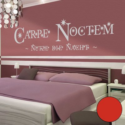 Klebesüchtig Wandtattoo Carpe Noctem 90cm x 22cm hellrot - Dekoration - Bad - Wohnzimmer - Aufkleber - Wandsticker
