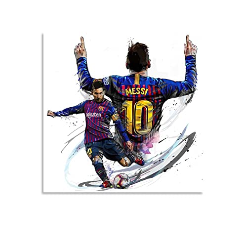HUIHUO Berühmter Fußball-Superstar Lionel Messi, Schießen, Fußballer, Futbol Club Barcelona, Kunstwerke, Leinwand, Poster, Wandkunstdrucke, moderne Dekoration, 30 x 30 cm