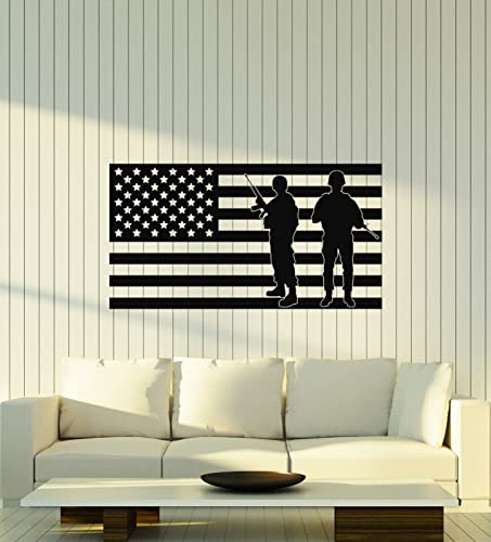 MEGLIZ Vinyl-Wandtattoo Amerikanische USA-Flagge mit Armee-Aufklebern (Color : Black, Size : L 24.43 in X 45 in)