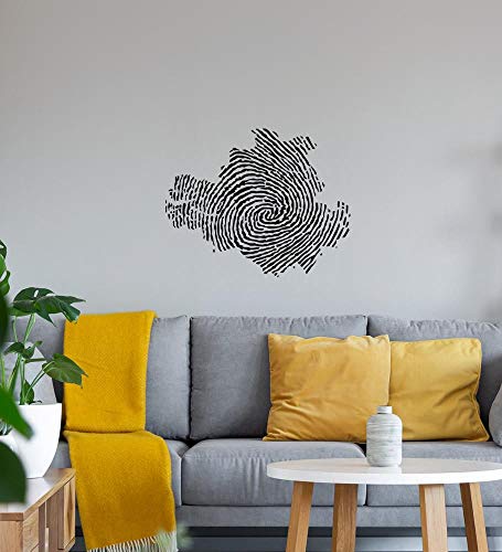 Fingerabdruck Dresden Wandtattoo Schwarz Aufkleber 56 x 45 cm