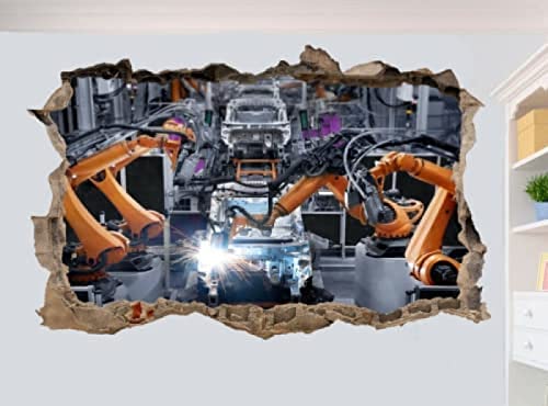 Automotive CAR Factory Robotics Wandaufkleber 3D Kunstposter Wandtattoo Dekor -50x70 cm