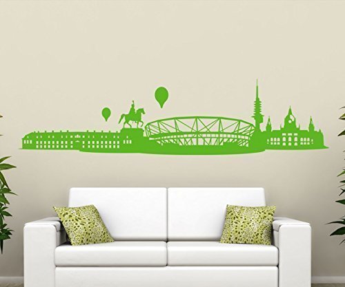 Wandtattoo Hannover Skyline Stadt Wand Sticker Aufkleber Wandbild 1M075, Farbe:Dunkelgrau Matt;Länge des Motives:180cm