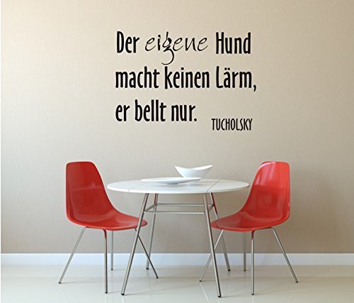 blattwerk-design Wandtattoo, Wandaufkleber, Spruch - Der eigene Hund Macht keinen Lärm, er bellt nur, Tucholsky, Hund, Größe ca. 650 mm x 450 mm, Auswahl (M030 Dunkelrot)