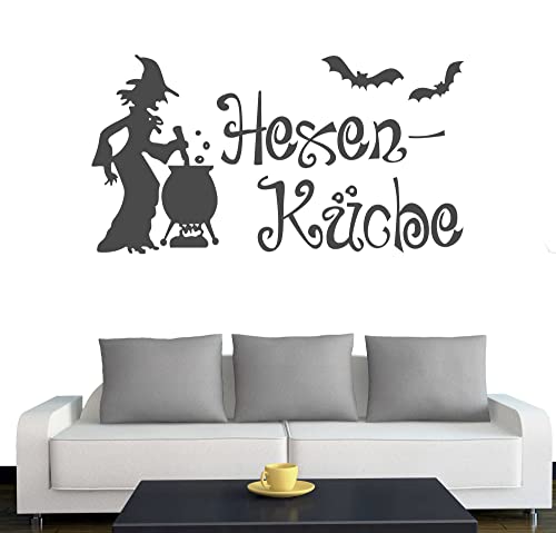 Klebesüchtig Wandtattoo Wohnzimmer Hexenküche 30cm x 16cm anthrazit - Türaufkleber Flur - Wandsticker Kinderzimmer Jungen - Aufkleber für Flur, Küche, Bad - Dekoration Wohnung - Sticker