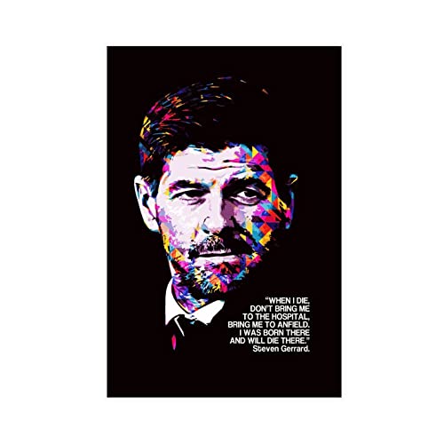 Steven Gerrard Fußball-Poster, motivierende Zitate, Leinwand, Poster, Wandkunst, Dekoration, Bild, Gemälde für Wohnzimmer, Schlafzimmer, Dekoration, Rahmen, 50 x 75 cm