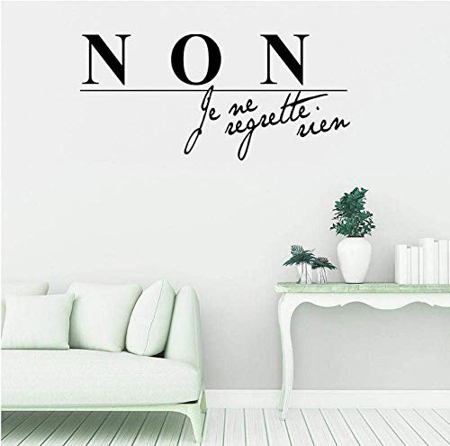 Non Je Ne Regrette Rien Wandtattoo Wandkunst Wanddekoration Vinyl Aufkleber Abnehmbare Abziehbilder Französisch Zitat Paris Hausdekoration 42X85Cm