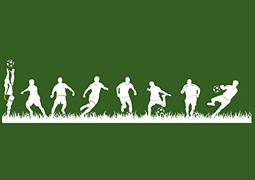 Deco-idea Wandtattoo Wandaufkleber Fussballer Fussball Soccer Football Kinderzimmer wfb05(060 dunkelgrün, set4:ca.200x50cm)