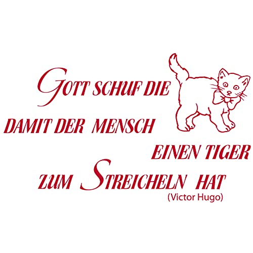 wall-refine WS-00313 | Gott Schuf DIE Katze -Motiv- Tiger ZUM STREICHELN,No.2 | 95 x 57 cm, mittelrot, seidenmatt, Wandtattoo Wandaufkleber Wanddeko Deko Wohnzimmer Flur Diele