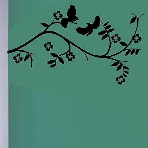 Ambiance-Live Wandtattoo Vogel auf einem ast - 25 x 45 cm, Silber