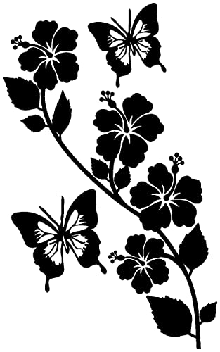 Samunshi® Blumenranke Wandtattoo kurz in 6 Größen und 19 Farben (19x30cm schwarz)