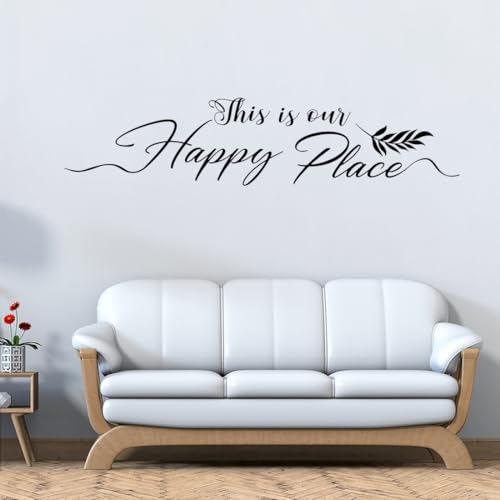 PLIGREAT Familie Dekor Zeichen Zitat Wandtattoo DIY Das ist unser glücklicher Ort warme Sprüche Wandaufkleber für Schlafzimmer Wohnzimmer Wohnzimmer Wohnzimmer Wanddekoration