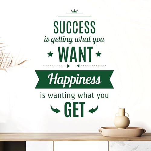 Wandtattoo / Wandaufkleber mit Aufschrift  Success is getting what you want, Happiness is wanting what you beet , Motiv Wald