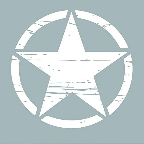 Auto Aufkleber ARMY Militär Stern Sticker Wandaufkleber Star Armee Amerika (S 20cm x 20cm, Weiß)