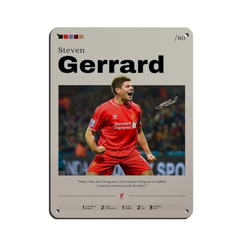 GJHTQLP Steven Gerrard (4) Blechschild, Vintage, Metall, Pub, Club, Café, Bar, Zuhause, Wandkunst, Dekoration, Poster, Retro, 30 x 40 cm