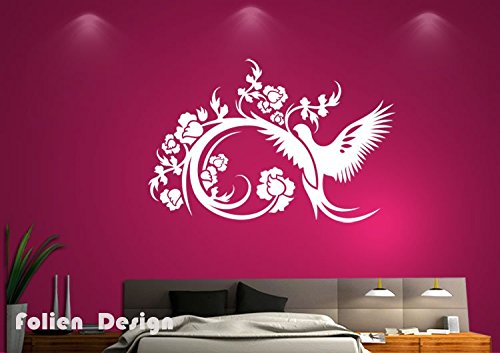 Wandtattoo wandaufkleber Aufkleber Wandsticker wall sticker Wohnzimmer Schlafzimmer Kinderzimmer Ranke Blume Blumen Blumenranke Blumeranke Vine Flower Butterfly vogel brid floral baum tree 30 Farben zur Wahl wpf09 (Printed Sticker,ca.20 x 8cm)
