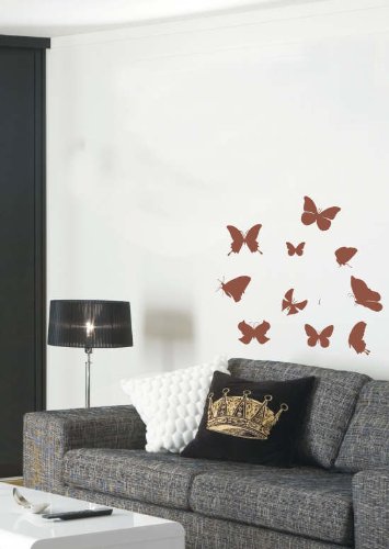 PEMA INDIGOS UG - Wandtattoo Wandsticker Wandaufkleber Aufkleber W800 Set 10 Verschiedene Schmetterlinge auf einem DIN A4 Bogen BRAUN - Küche Dekoration Kinderzimmer